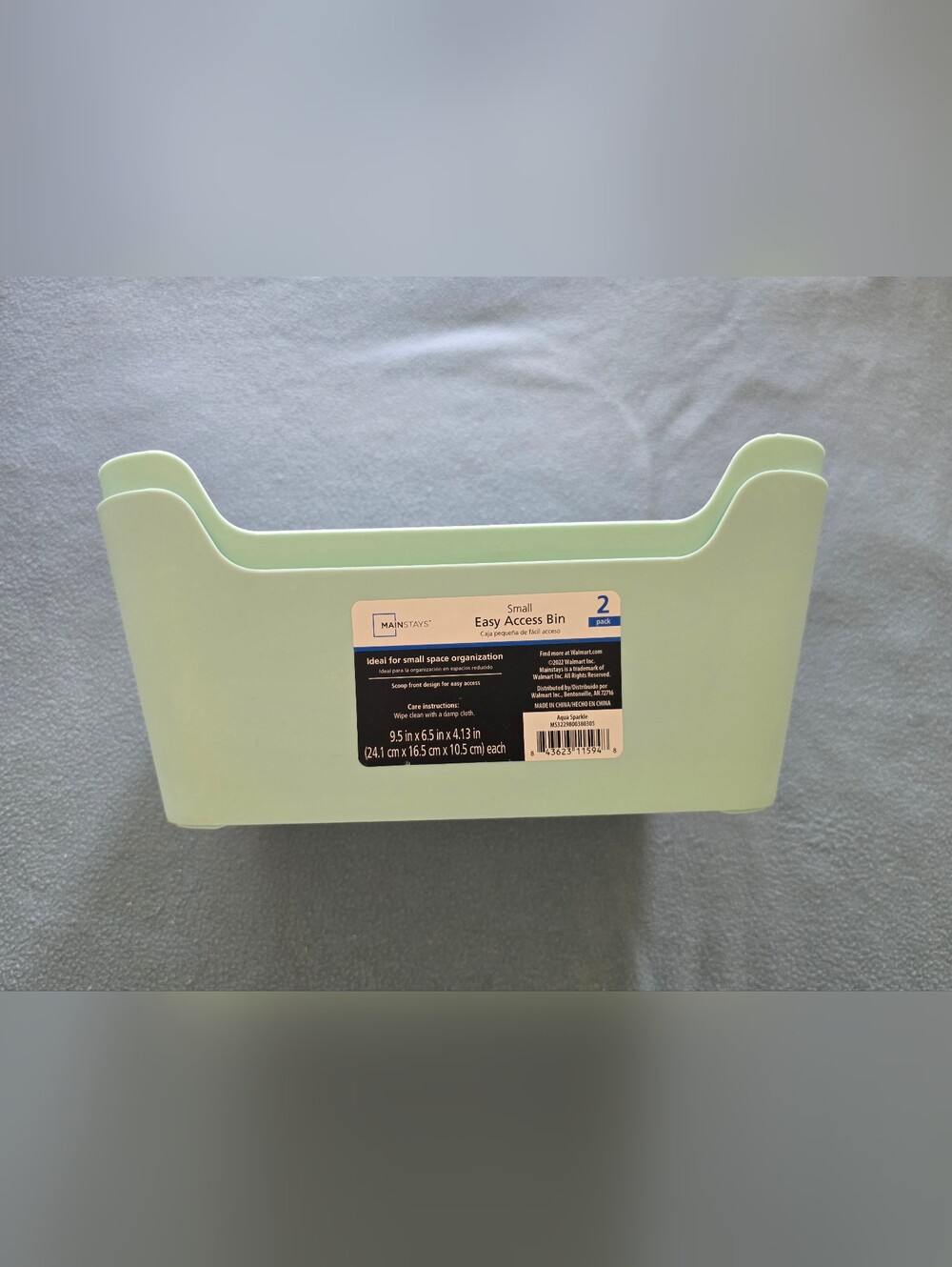 Mainstays Mint Green Small Easy-Access Storage Bin - 2 Pack
